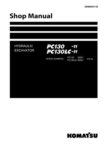 Unlock the full potential of your KOMATSU PC130-11 and PC130LC-11 hydraulic excavators with the comprehensive SHOP MANUAL SEN06947-03, available in a convenient PDF format. This essential guide provides detailed schematics, maintenance procedures, and troubleshooting tips, ensuring you can keep your machinery running smoothly and efficiently. Perfect for both seasoned professionals and DIY enthusiasts, this manual is your go-to resource for maximizing performance and minimizing downtime. Invest in your equi