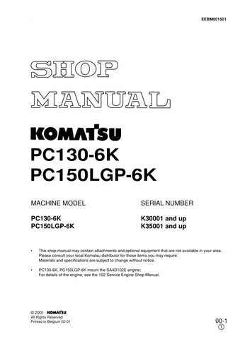 Unlock the full potential of your KOMATSU PC130-6K and PC150LGP-6K with the comprehensive SHOP MANUAL EEBM001501, available in a convenient PDF format. This essential guide provides detailed schematics, maintenance tips, and troubleshooting advice, ensuring your machinery operates at peak performance. Perfect for both seasoned professionals and DIY enthusiasts, this manual is your go-to resource for efficient repairs and upkeep, saving you time and money while extending the life of your equipment. Don't mis