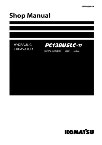 Unlock the full potential of your KOMATSU PC138USLC-11 hydraulic excavator with the comprehensive shop manual SEN06589-16, available in a convenient PDF format. This essential resource provides detailed information on maintenance, troubleshooting, and repair procedures, ensuring your machine operates at peak performance. With easy navigation and clear illustrations, this manual is designed for both seasoned professionals and DIY enthusiasts, making it an invaluable tool for keeping your excavator in top con