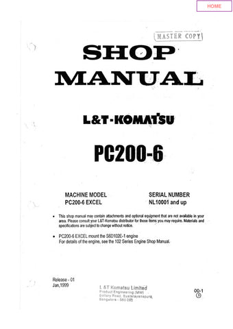 Unlock the full potential of your KOMATSU PC200-6 with the comprehensive Excel Shop Manual (NL10001 & Up) in PDF format. This essential resource provides detailed schematics, maintenance guidelines, and troubleshooting tips, ensuring you can efficiently service and repair your equipment. With easy navigation and clear illustrations, this manual is designed for both seasoned professionals and DIY enthusiasts, making it an invaluable addition to your toolkit. Enhance your operational efficiency and prolong th