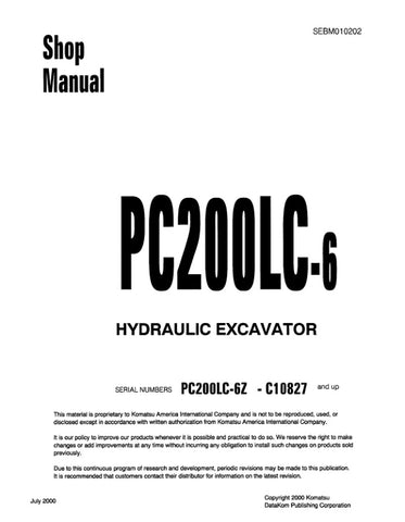 Unlock the full potential of your KOMATSU PC200LC-6 and PC200LC-6Z excavators with the comprehensive Hydraulic Excavator Shop Manual (SEBM010202) in PDF format. This essential resource provides detailed schematics, maintenance guidelines, and troubleshooting tips, ensuring your machinery operates at peak performance. Perfect for both seasoned professionals and DIY enthusiasts, this manual is your go-to guide for efficient repairs and upkeep, helping you save time and money while extending the life of your e