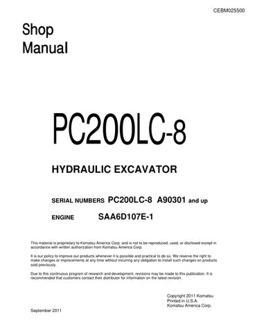 Unlock the full potential of your KOMATSU PC200LC-8 excavator with the comprehensive Hydraulic Excavator Shop Manual (CEBM025500) in PDF format. This essential resource provides detailed insights into maintenance, troubleshooting, and repair procedures, ensuring your machine operates at peak performance. With easy navigation and clear illustrations, this manual is designed for both seasoned professionals and DIY enthusiasts, making it an invaluable addition to your equipment toolkit. Don't miss the opportun