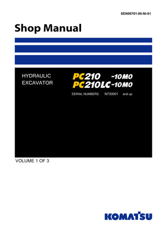 Unlock the full potential of your KOMATSU PC210-10M0 and PC210LC-10M0 hydraulic excavators with the comprehensive SHOP MANUAL SEN06701-00-NI-01, available in a convenient PDF format. This essential guide provides detailed schematics, maintenance tips, and troubleshooting advice, ensuring your machinery operates at peak performance. Perfect for both seasoned professionals and DIY enthusiasts, this manual is your go-to resource for efficient repairs and upkeep, ultimately saving you time and money. Don't miss