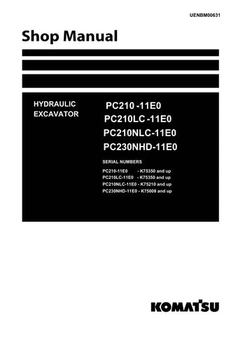 Unlock the full potential of your KOMATSU PC210-11E0, PC210LC-11E0, PC210NLC-11E0, and PC230NHD-11E0 hydraulic excavators with the comprehensive shop manual UENBM00631. This PDF file is an essential resource for operators and technicians, providing detailed diagrams, maintenance tips, and troubleshooting guidance to ensure optimal performance and longevity of your equipment. With easy navigation and clear instructions, you can confidently tackle repairs and maintenance tasks, saving time and reducing downti
