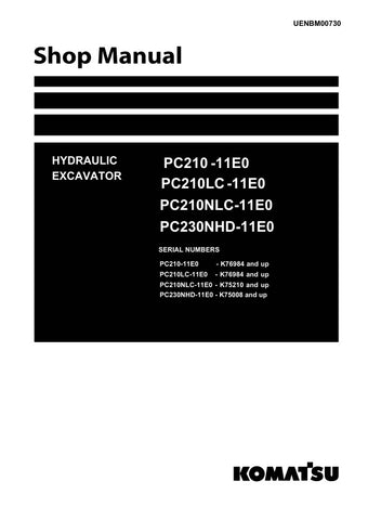 Unlock the full potential of your KOMATSU PC210-11E0, PC210LC-11E0, PC210NLC-11E0, and PC230NHD-11E0 hydraulic excavators with the comprehensive shop manual UENBM00730. This PDF file is an essential resource for operators and technicians alike, providing detailed diagrams, maintenance tips, and troubleshooting guidance to ensure optimal performance and longevity of your machinery. With easy navigation and clear instructions, this manual empowers you to tackle repairs and maintenance with confidence, saving 