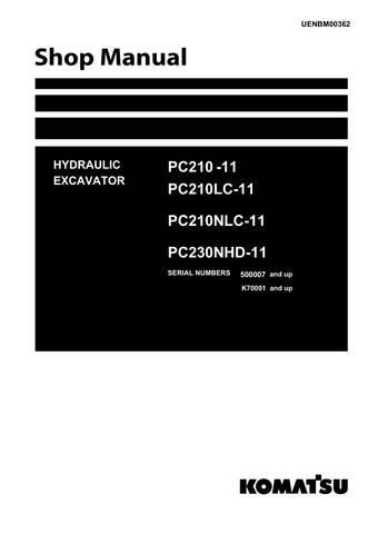 Unlock the full potential of your KOMATSU PC210-11, PC210LC-11, PC210NLC-11, and PC230NHD-11 hydraulic excavators with the comprehensive shop manual UENBM00362. This PDF file is an essential resource for operators and technicians, providing detailed diagrams, maintenance procedures, and troubleshooting tips to ensure optimal performance and longevity of your equipment. With easy navigation and clear instructions, you can confidently tackle repairs and maintenance tasks, saving time and reducing downtime on 