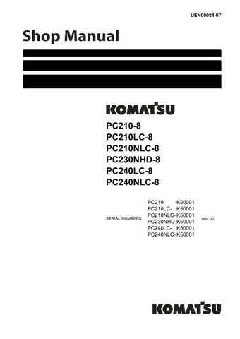 Unlock the full potential of your Komatsu excavators with the comprehensive SHOP MANUAL UEN00084-07, designed specifically for models PC210-8, PC210LC-8, PC210NLC-8, PC230NHD-8, PC240LC-8, and PC240NLC-8. This PDF file is an essential resource for operators and technicians, providing detailed maintenance procedures, troubleshooting tips, and technical specifications to ensure optimal performance and longevity of your machinery. Invest in this manual today to enhance your operational efficiency and keep your