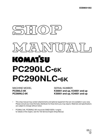 Unlock the full potential of your KOMATSU PC290LC-6K and PC290NLC-6K excavators with the comprehensive SHOP MANUAL EEBM001902, available in a convenient PDF format. This essential guide provides detailed insights into maintenance, troubleshooting, and repair procedures, ensuring your machinery operates at peak performance. With easy navigation and clear illustrations, this manual is an invaluable resource for both seasoned professionals and DIY enthusiasts, helping you save time and reduce downtime on the j