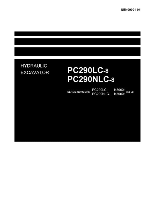 Unlock the full potential of your KOMATSU PC290LC-8 and PC290NLC-8 hydraulic excavators with the comprehensive shop manual (UEN00001-04) in PDF format. This essential resource provides detailed diagrams, maintenance tips, and troubleshooting guidance, ensuring you can keep your machinery running smoothly and efficiently. Perfect for both seasoned professionals and DIY enthusiasts, this manual is your go-to guide for maximizing performance and minimizing downtime. Invest in your equipment's longevity and enh