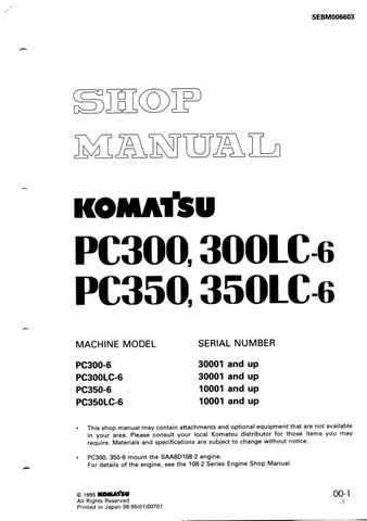 Unlock the full potential of your Komatsu excavator with the KOMATSU PC300-6, PC300LC-6, PC350-6, PC350LC-6 Shop Manual SEBM006603. This comprehensive PDF file is your go-to resource for detailed maintenance and repair procedures, ensuring your machinery operates at peak performance. With easy navigation and clear illustrations, this manual empowers you to tackle any service task with confidence, saving you time and money on repairs. Don't miss out on the opportunity to enhance your equipment's longevity an