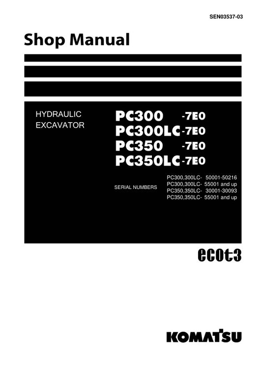 Unlock the full potential of your KOMATSU PC300-7E0, PC300LC-7E0, PC350-7E0, and PC350LC-7E0 hydraulic excavators with the comprehensive SHOP MANUAL SEN03537-03 in PDF format. This essential resource provides detailed schematics, maintenance guidelines, and troubleshooting tips, ensuring your machinery operates at peak performance. With easy navigation and clear instructions, this manual is a must-have for operators and technicians alike, empowering you to maximize efficiency and minimize downtime. Invest i