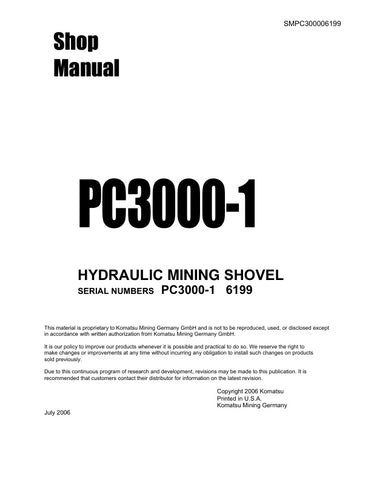 Unlock the full potential of your KOMATSU PC3000-1 with the comprehensive Service Manual (SMPC300006199) in PDF format. This essential guide provides detailed insights into maintenance, troubleshooting, and repair procedures, ensuring your equipment operates at peak performance. With easy navigation and clear illustrations, this manual is designed for both seasoned professionals and newcomers alike, making it an invaluable resource for efficient machinery management. Don't miss the opportunity to enhance yo