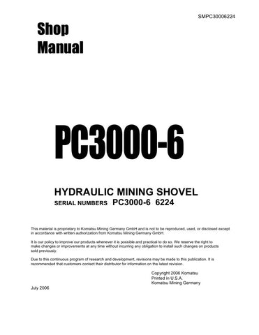 Unlock the full potential of your KOMATSU PC3000-6 with the comprehensive Shop Manual SMPC30006224, available in a convenient PDF format. This essential resource provides detailed insights into maintenance, troubleshooting, and repair procedures, ensuring your equipment operates at peak performance. With easy navigation and clear illustrations, this manual is designed for both seasoned professionals and newcomers alike, making it an invaluable tool for anyone looking to enhance their operational efficiency 