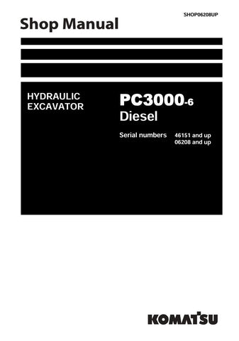 Unlock the full potential of your KOMATSU PC3000-6 Excavator with the comprehensive Shop Manual (Shop06208UP). This PDF file is designed for models 46151 and up, providing detailed insights into maintenance, troubleshooting, and repair procedures. With clear illustrations and step-by-step instructions, this manual ensures you can keep your equipment running smoothly and efficiently, minimizing downtime and maximizing productivity. Invest in your machinery's longevity and performance today!