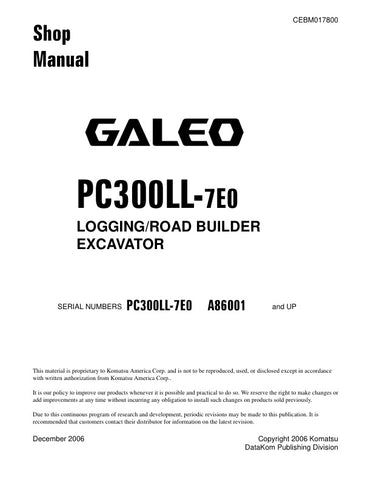 Unlock the full potential of your KOMATSU PC300LL-7E0 Excavator with the comprehensive Logging/Road Builder Excavator Shop Manual (CEBM017800) in PDF format. This essential resource provides detailed schematics, maintenance guidelines, and troubleshooting tips, ensuring your machine operates at peak performance. Perfect for both seasoned professionals and DIY enthusiasts, this manual is your go-to guide for efficient repairs and upkeep, helping you save time and money while extending the life of your equipm