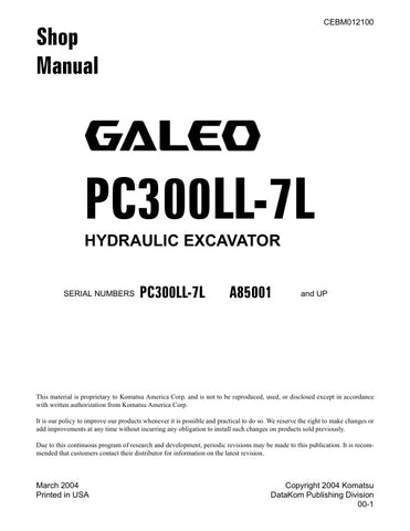 Unlock the full potential of your KOMATSU PC300LL-7L excavator with the comprehensive Hydraulic Excavator Shop Manual (CEBM012100) in PDF format. This essential resource provides detailed schematics, maintenance guidelines, and troubleshooting tips, ensuring your machine operates at peak performance. Perfect for technicians and operators alike, this manual is designed to enhance your understanding and efficiency, making repairs and servicing straightforward and effective. Don't miss out on the opportunity t
