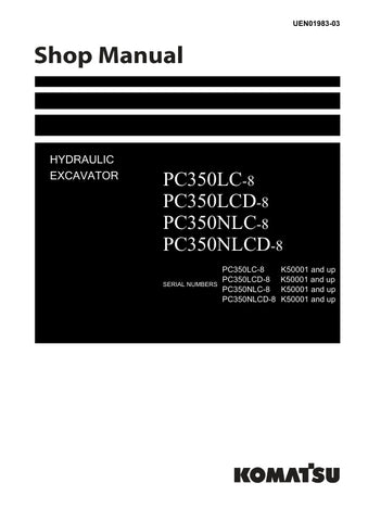 Unlock the full potential of your KOMATSU PC350LC-8, PC350LCD-8, PC350NLC-8, and PC350NLCD-8 hydraulic excavators with the comprehensive shop manual UEN01983-03. This PDF file is an essential resource for operators and technicians, providing detailed diagrams, maintenance procedures, and troubleshooting tips to ensure optimal performance and longevity of your equipment. With easy navigation and clear instructions, you can confidently tackle repairs and maintenance tasks, saving time and reducing downtime. E