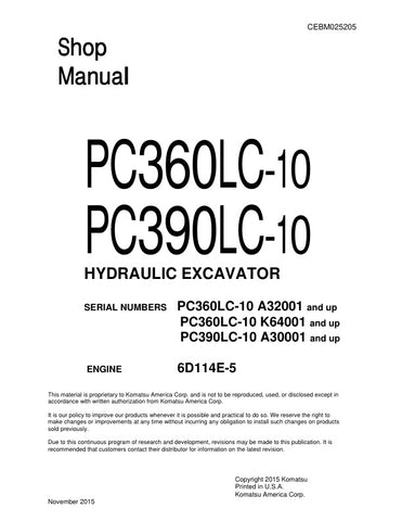 Unlock the full potential of your KOMATSU PC360LC-10 and PC390LC-10 hydraulic excavators with the comprehensive CEBM025205 shop manual in PDF format. This essential resource provides detailed schematics, maintenance guidelines, and troubleshooting tips, ensuring your machinery operates at peak performance. Perfect for technicians and operators alike, this manual is designed to enhance your understanding and efficiency, ultimately saving you time and reducing downtime. Invest in your equipment's longevity an