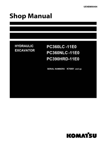 Unlock the full potential of your KOMATSU PC360LC-11E0, PC360NLC-11E0, and PC390HRD-11E0 hydraulic excavators with the comprehensive shop manual UENBM00494, available in a convenient PDF format. This essential resource provides detailed schematics, maintenance guidelines, and troubleshooting tips, ensuring your machinery operates at peak performance. Whether you're a seasoned technician or a DIY enthusiast, this manual is designed to enhance your understanding and efficiency, making repairs and maintenance 