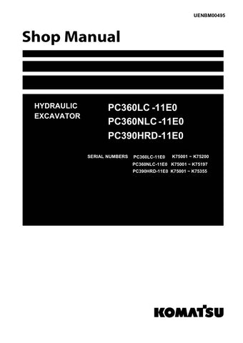 Unlock the full potential of your KOMATSU PC360LC-11E0, PC360NLC-11E0, and PC390HRD-11E0 hydraulic excavators with the comprehensive shop manual UENBM00495. This PDF file is an essential resource for operators and technicians, providing detailed diagrams, maintenance procedures, and troubleshooting tips to ensure optimal performance and longevity of your equipment. With easy navigation and clear instructions, you can confidently tackle repairs and maintenance tasks, saving time and reducing downtime. Invest