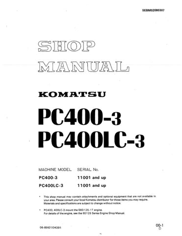 Unlock the full potential of your KOMATSU PC400-3 and PC400LC-3 excavators with the comprehensive SHOP MANUAL SEBM02080307, available in a convenient PDF format. This essential guide provides detailed insights into maintenance, troubleshooting, and repair procedures, ensuring your machinery operates at peak performance. With easy navigation and clear illustrations, this manual is an invaluable resource for both seasoned professionals and DIY enthusiasts. Invest in your equipment's longevity and efficiency t