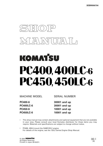 Unlock the full potential of your Komatsu machinery with the KOMATSU PC400-6, PC400LC-6, PC450-6, and PC450LC-6 Shop Manual SEBM006704, available in a convenient PDF format. This comprehensive manual provides detailed insights into maintenance, troubleshooting, and repair procedures, ensuring your equipment operates at peak performance. With easy navigation and clear illustrations, you can quickly find the information you need to keep your machines running smoothly and efficiently. Invest in this essential 