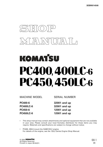  Unlock the full potential of your Komatsu excavator with the KOMATSU PC400-6, PC400LC-6, PC450-6, and PC450LC-6 Shop Manual SEBM014508 in PDF format. This comprehensive manual provides detailed insights into maintenance, troubleshooting, and repair procedures, ensuring your machinery operates at peak performance. With easy navigation and clear illustrations, this digital resource is essential for both seasoned professionals and DIY enthusiasts looking to enhance their understanding and efficiency. Invest i