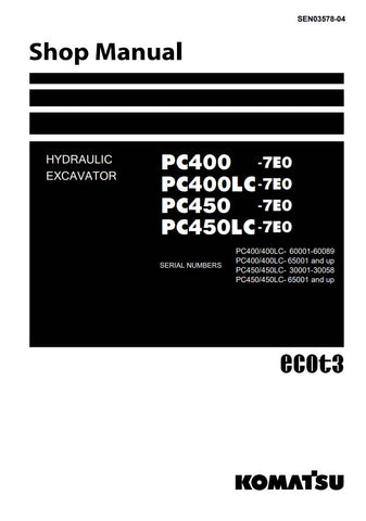 Unlock the full potential of your KOMATSU PC400-7E0, PC400LC-7E0, PC450-7E0, and PC450LC-7E0 hydraulic excavators with the comprehensive SHOP MANUAL SEN03578-04 in PDF format. This essential guide provides detailed schematics, maintenance tips, and troubleshooting advice, ensuring your machinery operates at peak performance. With easy navigation and clear instructions, this manual is an invaluable resource for both seasoned professionals and newcomers alike, helping you save time and reduce costly downtime.
