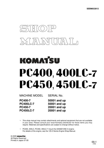Discover the ultimate resource for your Komatsu machinery with the KOMATSU PC400-7, PC400LC-7, PC450-7, and PC450LC-7 Shop Manual (SEBM033012) in PDF format. This comprehensive manual provides detailed insights into maintenance, troubleshooting, and repair procedures, ensuring your equipment operates at peak performance. With easy navigation and clear illustrations, you can quickly find the information you need to keep your machines running smoothly. Invest in this essential tool today and enhance your oper