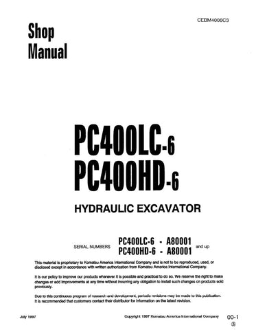 Unlock the full potential of your KOMATSU PC400LC-6 and PC400HD-6 hydraulic excavators with the comprehensive SHOP MANUAL CEBM4006C3, available in a convenient PDF format. This essential guide provides detailed schematics, maintenance tips, and troubleshooting advice, ensuring your machinery operates at peak performance. Perfect for both seasoned professionals and DIY enthusiasts, this manual is your go-to resource for maximizing efficiency and minimizing downtime. Invest in your equipment's longevity and r