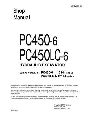 Unlock the full potential of your KOMATSU PC450-6 and PC450LC-6 hydraulic excavators with the comprehensive service manual (UEBM000100) in PDF format. This essential resource provides detailed schematics, troubleshooting tips, and maintenance procedures to ensure your machinery operates at peak performance. With easy navigation and clear instructions, this manual is designed for both seasoned professionals and newcomers alike, making it an invaluable tool for efficient repairs and upkeep. Invest in your equ