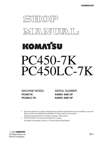 Unlock the full potential of your KOMATSU PC750SE-7K and PC750LC-7K excavators with the comprehensive SHOP MANUAL UEBM002400, available as a convenient PDF file. This essential resource provides detailed insights into maintenance, troubleshooting, and repair procedures, ensuring your machinery operates at peak performance. With easy navigation and clear illustrations, this manual is designed for both seasoned professionals and DIY enthusiasts, making it an invaluable addition to your equipment toolkit. Don'