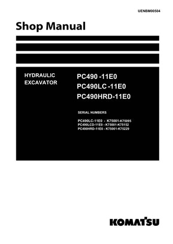 Unlock the full potential of your KOMATSU PC490-11E0, PC490LC-11E0, and PC490HRD-11E0 hydraulic excavators with the comprehensive shop manual UENBM00504, available in a convenient PDF format. This essential resource provides detailed diagrams, maintenance tips, and troubleshooting guidance, ensuring you can keep your machinery running smoothly and efficiently. Perfect for operators and technicians alike, this manual is your go-to guide for maximizing performance and minimizing downtime. Invest in your equip