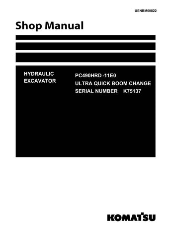 Unlock the full potential of your KOMATSU PC490HRD-11E0 with the comprehensive Hydraulic Excavator Shop Manual (UENBM00600) in PDF format. This essential resource provides detailed insights into maintenance, troubleshooting, and repair procedures, ensuring your excavator operates at peak performance. With easy navigation and clear illustrations, this manual is designed for both seasoned professionals and newcomers alike, making it an invaluable tool for efficient machinery management. Don't miss the opportu