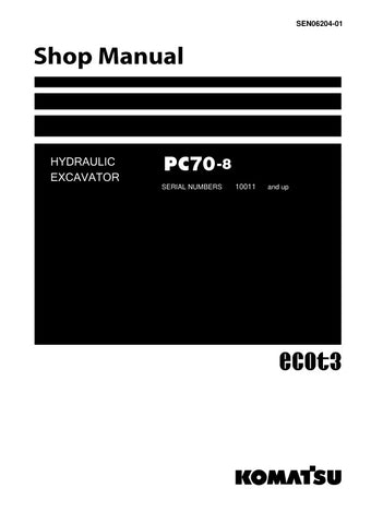 Unlock the full potential of your Komatsu PC70-8 with the comprehensive Shop Manual SEN06204-01, designed specifically for models 10011 and up. This PDF file is an essential resource for technicians and DIY enthusiasts alike, providing detailed diagrams, maintenance schedules, and troubleshooting tips to ensure your equipment operates at peak performance. With easy navigation and clear instructions, you can save time and reduce costly repairs, making this manual a must-have for any
