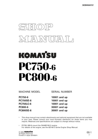 Unlock the full potential of your Komatsu heavy machinery with the KOMATSU PC750-6, PC750SE-6, PC750LC-6, PC800-6, and PC800SE-6 Shop Manual SEBM008707. This comprehensive PDF file is your go-to resource for detailed maintenance and repair procedures, ensuring optimal performance and longevity of your equipment. With easy navigation and clear illustrations, you can quickly find the information you need to keep your machines running smoothly. Invest in this essential manual today and empower your maintenance