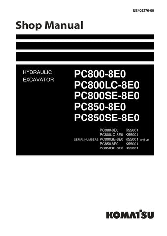 Unlock the full potential of your KOMATSU excavators with the comprehensive Hydraulic Excavator Shop Manual (UEN05276-00) for models PC800-8E0, PC800LC-8E0, PC800SE-8E0, PC850-8E0, and PC850SE-8E0. This PDF file is an essential resource for operators and technicians, providing detailed diagrams, maintenance procedures, and troubleshooting tips to ensure optimal performance and longevity of your machinery. Invest in this manual today to enhance your operational efficiency and keep your equipment running smoo