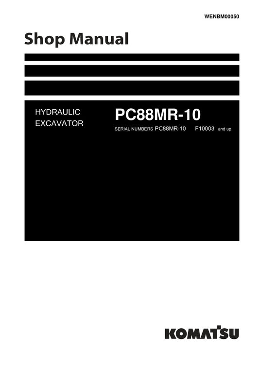  Unlock the full potential of your KOMATSU PC88MR-10 excavator with the comprehensive Hydraulic Excavator Shop Manual (WENBM00050). This PDF file is an essential resource for operators and technicians, providing detailed diagrams, maintenance tips, and troubleshooting guidance to ensure optimal performance and longevity of your machinery. With easy navigation and clear instructions, you can confidently tackle repairs and maintenance tasks, saving time and reducing downtime. Invest in this manual today to en