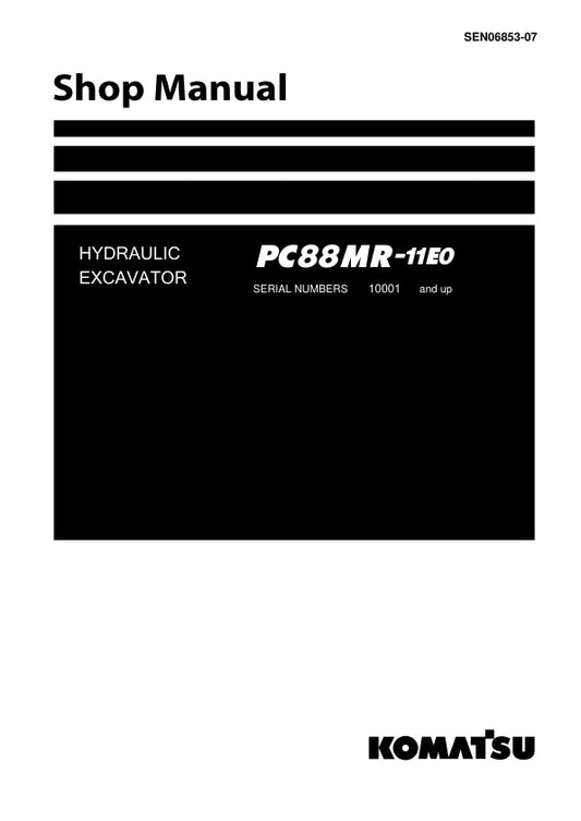 Unlock the full potential of your KOMATSU PC88MR-11E0 excavator with the comprehensive Hydraulic Excavator Shop Manual (SEN06853-07). This PDF file is an essential resource for operators and technicians, providing detailed insights into maintenance, troubleshooting, and repair procedures. With clear diagrams and step-by-step instructions, you can ensure optimal performance and longevity of your equipment, saving time and reducing costly downtime. Invest in this manual today to enhance your operational effic