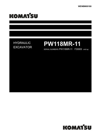 Unlock the full potential of your KOMATSU PW118MR-11 hydraulic excavator with the comprehensive shop manual (WENBM00160) in PDF format. This essential resource provides detailed diagrams, maintenance tips, and troubleshooting guidance, ensuring you can keep your equipment running smoothly and efficiently. Perfect for both seasoned professionals and DIY enthusiasts, this manual is your go-to guide for maximizing performance and minimizing downtime. Download now and take the first step towards expert-level ma