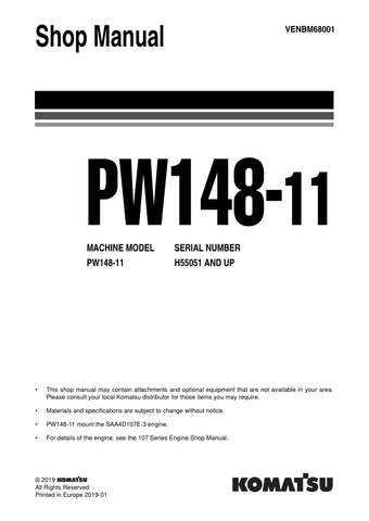 Unlock the full potential of your KOMATSU PW148-11 with the comprehensive SHOP MANUAL (VENBM68001) in PDF format. This essential guide provides detailed insights into maintenance, troubleshooting, and repair procedures, ensuring your equipment operates at peak performance. With easy navigation and clear illustrations, this manual is designed for both seasoned professionals and DIY enthusiasts, making it an invaluable resource for anyone looking to enhance their machinery's longevity and efficiency. Don't mi