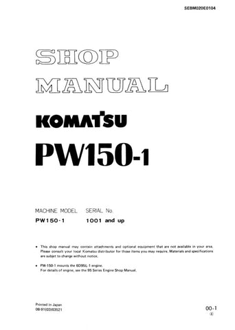 Unlock the full potential of your KOMATSU PW150-1 with the comprehensive Shop Manual SEBM020E0104, available in a convenient PDF format. This essential guide provides detailed insights into maintenance, troubleshooting, and repair procedures, ensuring your equipment operates at peak performance. With easy navigation and clear illustrations, this manual is designed for both seasoned professionals and DIY enthusiasts, making it an invaluable resource for keeping your machinery in top condition. Don't miss out