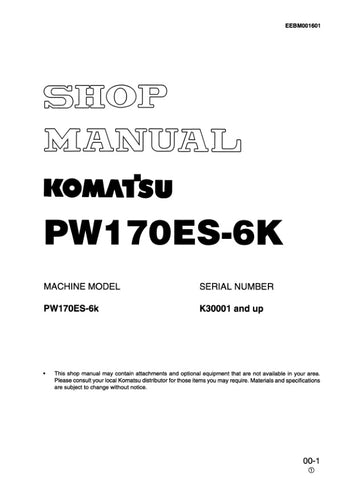 Unlock the full potential of your KOMATSU PW170ES-6K with the comprehensive SHOP MANUAL EEBM001601, available as a convenient PDF file. This essential resource provides detailed insights into maintenance, troubleshooting, and repair procedures, ensuring your equipment operates at peak performance. With easy navigation and clear illustrations, this manual is designed for both seasoned professionals and DIY enthusiasts, making it an invaluable addition to your toolkit. Don't miss the opportunity to enhance yo