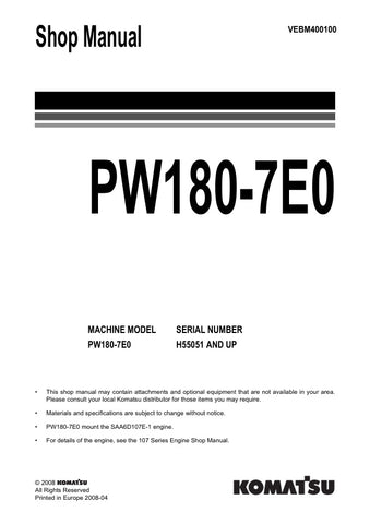  Unlock the full potential of your KOMATSU PW180-7E0 with the comprehensive SHOP MANUAL VEBM400100, available as a convenient PDF file. This essential resource provides detailed insights into maintenance, troubleshooting, and repair procedures, ensuring your equipment operates at peak performance. With easy navigation and clear illustrations, this manual is designed for both seasoned professionals and DIY enthusiasts, making it an invaluable addition to your toolkit. Don't miss out on the opportunity to enh