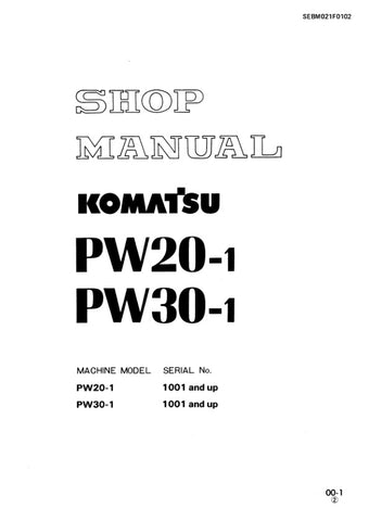 Unlock the full potential of your KOMATSU PW20-1 and PW30-1 models with the comprehensive SHOP MANUAL SEBM021F0102, available as a convenient PDF file. This essential resource provides detailed insights into maintenance, troubleshooting, and repair procedures, ensuring your equipment operates at peak performance. With easy navigation and clear illustrations, this manual is designed for both seasoned professionals and DIY enthusiasts, making it an invaluable addition to your toolkit. Don't miss the opportuni