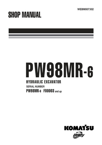 Unlock the full potential of your KOMATSU PW98MR-6 hydraulic excavator with the comprehensive shop manual (WEBM007302) in PDF format. This essential resource provides detailed diagrams, maintenance tips, and troubleshooting guidance, ensuring you can keep your equipment running smoothly and efficiently. Perfect for both seasoned professionals and DIY enthusiasts, this manual is your go-to guide for maximizing performance and minimizing downtime. Download your copy today and take the first step towards enhan