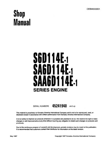 Unlock the full potential of your KOMATSU S6D114E-1, SA6D114E-1, SAA6D114E-1, and 6D114E-1 series engines with the comprehensive shop manual CEBM000601, available in a convenient PDF format. This essential resource provides detailed diagrams, troubleshooting tips, and maintenance procedures, ensuring you have everything you need to keep your engine running smoothly and efficiently. Perfect for both professionals and DIY enthusiasts, this manual is your go-to guide for maximizing performance and longevity. 