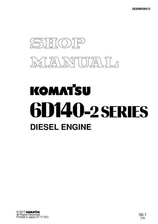 Unlock the full potential of your KOMATSU machinery with the comprehensive S6D140-2 Series Shop Manual (SEBM008613) in PDF format. This essential resource covers models including SA6D140-2, SAA6D140-2, SA6D140E-2, and SDA6D140E-2, providing detailed insights into maintenance, troubleshooting, and repair procedures. With easy navigation and clear illustrations, this manual is designed to enhance your operational efficiency and ensure your equipment runs smoothly. Invest in this indispensable guide today and 