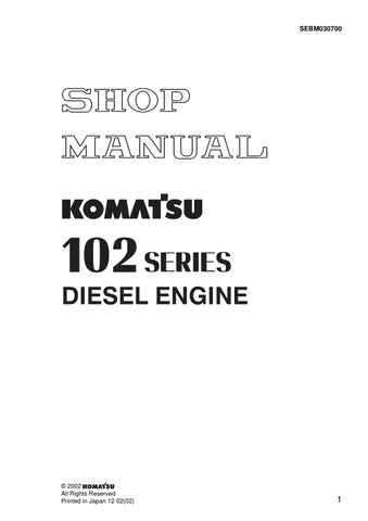 Unlock the full potential of your KOMATSU SA6D102E-2 diesel engine with the comprehensive 102 Series Diesel Engine Shop Manual (SEBM030700) in PDF format. This essential resource provides detailed insights into maintenance, troubleshooting, and repair procedures, ensuring your engine operates at peak performance. With easy navigation and clear illustrations, this manual is designed for both seasoned professionals and DIY enthusiasts, making it an invaluable addition to your technical library. Don't miss the