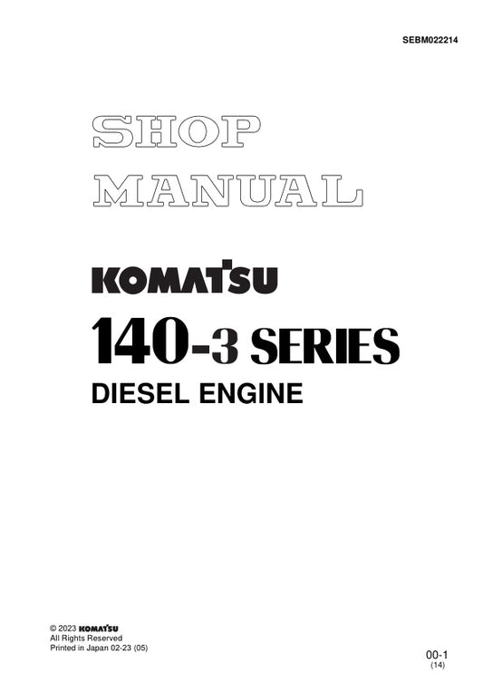 Unlock the full potential of your Komatsu machinery with the comprehensive SA6D140E-3, SAA6D140E-3, and SDA6D140E-3 Series Shop Manual (SEBM022214) in PDF format. This essential resource provides detailed insights into maintenance, troubleshooting, and repair procedures, ensuring your equipment operates at peak performance. With easy navigation and clear illustrations, this manual is designed for both seasoned professionals and DIY enthusiasts, making it an invaluable addition to your toolkit. Don't miss ou